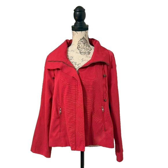 Chico's Red Water Resistant Jacket Size 1 (Medium) - mint conditino! - Picture 1 of 11